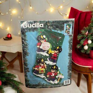 Vintage Bucilla Christmas Stocking Kit Toy Soldiers Felt Appliqué Embroidery